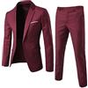 Fulidngzg Abito Uomo Elegante Completo 2 Pezzi Primavera Autunno con Blazer e Pantaloni Vestito Slim Fit Casual Taglie Forti Comode per Matrimonio Cerimonia Business,Rosso,M