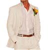 Botong 2 PC Lino Abiti da Sposa per Gli Uomini Peak Risvolto Prom Suit Regular Fit Sposo Smoking Estate Beach Suit Abbigliamento Casual, avorio, 102