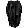Minetom Donna Poncho Cape Elegante Scialle Cappotto Estivo Leggero Fronte Aperto Wrap Cover Up Mantella Cardigan con Frange Nero Taglia Unica