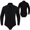 Hansber Uomo Body Manica Lunga Body Camicia Blusa Collo Kent Camicia Business Ufficio Blusa Camicetta Party Serata Maglia Top Nero L