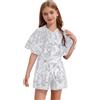 Yhong Tuta Intera da Ragazza Salopette con Paillettes Jumpsuit Formale Alta Vita Elegante Romper da Cerimonia Argento 11-12 anni