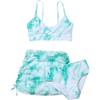 Generic Costumi da Bagno Ragazza 3 Pezzi Bikini Tuta Camisole Top con Coprire Pantaloncini da Spiaggia Bambini Nuoto Costume Gonna Stampata Surf Costumi da Bagno 8-15 Anni (C-Green, 8-10 Years)