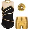 Runhomal Body da ginnastica da bambina senza maniche con elastico e pantaloncini da danza moderna Jazz pattinaggio balletto leotard palestra 3-16 anni