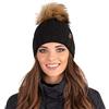 Vivisence Cappello Invernale da Donna con Pompon Realizzato in Filato Morbido E Caldo con Fodera Interna in Pile Antistatico Ideale per Le Giornate Fredde Invernali, Nero,Taglia Unica