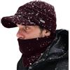 Comhats PolarWool™ - Berretto invernale con visiera e scaldacollo da sci in lana merino, berretto in lana con visiera e scaldacollo in pile M/L/XL, L