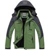 WAZHAKU Giacca da sci da uomo, calda foderata, in pile, impermeabile, con cappuccio, per attività all'aria aperta, impermeabile, antivento, calda fodera in pile, R verde., 4XL