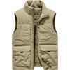 Peuignao Gilet Multitasche Uomo Gilet Imbottito Pile Uomo Invernale Giubbotto Giubbino Smanicato Uomo Casual Taglie Forti Giacca senza Maniche Giacchetto Smanicato Uomo Gilet Felpato Micropile Uomo Cachi 6XL