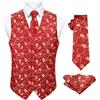 Enlision Gilet da Uomo Funky Natale Gilet Cravatta Fazzoletto Christmas Set Rosso XXL