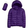 Generic Piumino da donna, oversize, invernale, caldo, lungo, con cappuccio, alla moda, foderato in pile, parka caldo, impermeabile, traspirante e regolabile, con cappotto interno staccabile, Viola, L