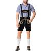 Windsfinr Oktoberfest, Costume da uomo in pelle per Oktoberfest, costume tradizionale da uomo, con camicia scozzese tradizionale essenziale, con bretelle ricamate, Blu, XL