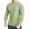 Lehmanlin T-Shirt da Uomo, Maniche Lunghe e Corte, Camicie Slim Fit con Scollo a V, Top Elasticizzati Casual