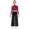 Eandarui Vestito da danza per bambini con glitter e paillette, moderno, standard, set di abbigliamento da danza a maniche lunghe, senza pancia, con spacco in chiffon