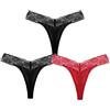MKLQLS 3 Pezzi Perizoma in Pizzo per Donna Perizoma Senza Cuciture Vita Bassa T-Back Slip Morbidi Mutandine Hipster Mutandine Traspiranti Comodo Set Bikini 5 XS