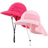 MASOCIO Cappello Neonata Bambina con Copricollo 2 Pezzi Cappellino Pescatore Bimba 1 2 Anni Estivo Mare Sole Anti UV Spiaggia 9 12 18 Cappello età 6-24 Mesi Rosa Rosa Acceso