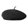 AHDMR Berretto in paglia da donna, berretto estivo retrò, cappello berretto francese classico artista traspirante berretto lavorato a maglia cappello da sole per spiaggia vacanze viaggi feste