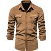 Kobilee Camicia Jeans Uomo con Bottoni Coreana Cotone Camicie Casual Manica Lunga Elegante Slim fit Maglietta Camicetta Cerimonia Vintage Taglie Forti Gemelli Camicia T Shirt Invernale