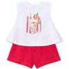 Mayoral Set da bambina estate - Maglietta bianca senza maniche con stampa e pantaloncini - Abbigliamento per bambini comodo e fresco - Cotone