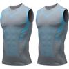 Jeeeun V Boost V2 Compression Shirt Men, Muscle-Shaping & Posture Support Sleeveless Tank, Quick-Dry for Gym & Daily Wear (2pcs Gray,L)
