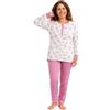 Leedya Pigiama Donna Invernale 100% Cotone - Completo Lungo Manica Lunga con Bottoni o Polsini - Modelli Vari a Fiori - Morbido e Confortevole per la Notte (915P Foglie-Fi Rosa, S)