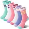 Sandsuced 6coppie Ragazze Bambini Calzini Atletici Pallacanestro Sport Crew Cotone Calzini morbidi traspiranti per all'aperto