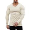Muscle Cmdr Maglietta Termica a Maniche Lunghe con Scollo a V,vestibilità Slim da Uomo,Casual, a Coste,Leggera e Intima
