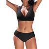 Nadeer Costume da Bagno Donna Scollo a V Triangolo Due Pezzi Push Up Bikini Set Imbottito Reggiseno Sexy Costumi da Mare Spiaggia Beachwear Swimwear