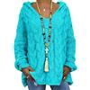 Peuignao Maglione Con Cappuccio Trecce Oversize Donna Maglioni Lunghi Donna Taglie Forti Felpa Pullover Sweater Maglieria Donne Larghi Maglione Lavorato Jacquard Intrecciato Donna Maglia Maglioncini Blu M