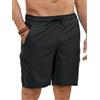 YloveM Costume Uomo Mare Slip con Tasca Cerniera Mare con Coulisse Spiaggia Costumi da Bagno Boxer Uomo 2 in 1 con Fodera Asciugatura Rapida Pantaloncini Palestra Uomo Surf Piscina Nero XXL