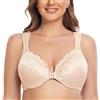 CASOLACE Donna Taglie Forti con Ferretto Pizzo Apertura Davanti Reggiseno Beige Pallido 9D