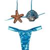 JasmyGirls Costume da bagno a due pezzi con conchiglia a sirena e perizoma a stella marina lucida, Blu, S