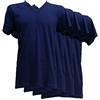 Fontana Calze & Intimo 4 Pezzi Magliette Manica Corta Scollo a V in Jersey di Puro Cotone,Che donano Comfort e freschezza sulla Pelle (Blu, 8 XXXL)