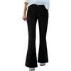 Generic Pantaloni da donna svasati in velluto a coste vintage a vita alta gamba larga bootcut pantaloni invernali elasticizzati a campana pantaloni casual ufficio lavoro pantaloni con tasche, Nero , L