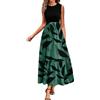 RUIRUILICO Vestito Donna Estivi Stampa Floreale Abito a Portafoglio Senza Maniche Girocollo Casual Elegante Maxi Abito da Cocktail Festa Bohémien