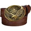 HCGX Cintura western da uomo e donna, con fibbia ovale in stile montano, motivo floreale in rilievo, cinturino in pelle PU for jeans(Gold)