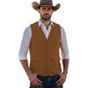 Solovedress Gilet da cowboy in pelle scamosciata da uomo, vestibilità regolare, in morbida pelle sintetica
