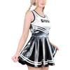 LittleForBig Tuta unisex senza maniche in raso lucido Cheer Sissy Bodycon Mini abito gonna