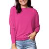 CUTeFiorino Maglietta a maniche lunghe da donna, a maniche pipistrello, alla moda, tinta unita, larga, casual, morbida, a maniche lunghe, girocollo, casual, casual, a maniche lunghe, casual