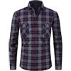 QIXING Camicia invernale da uomo in flanella, calda a maniche lunghe, in pile, con bottoni, da uomo, con cappuccio, R Grigio Rosso, M