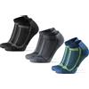 DANISH ENDURANCE Calzini Corti da Corsa, 3 Paia, Multicolore (1x Blu/Giallo, 1x Grigio/Nero, 1x Nero/Grigio), 43-47