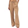 Amazhiyu - Pantaloni da donna in puro lino, estivi, vestibilità ampia, casual, a gamba larga, con tasche