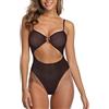 SHERRYLO Costume Intero Trasparente per Donna Bodysuit Monokini Sexy in Rete Perizoma Teddy Costumi da Bagno a Pezzo Unico Micro Bikini, Nero, S
