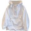 Generic Giacca da uomo con zip a quarto,Giacche leggere atletiche casual pullover casual,Giacca a vento unisex con grande tasca patchwork, bianco, L