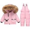 Acuryx Tuta da Neve 2 Pezzi da Neonato Capppotto con Cappuccio Saloppette Piumino Invernale da Bambini Rosa 18-24 Mesi