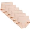 ATNKE Donna Cotone Mutande, Vita Alta Copertura Completa Mutandine Morbido Traspirante Slip Pantaloni Contenitivi Pancia Pacco da 6 (Taglie Normali e Taglie Forti)/Nude-6 Pack/M