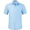 HISDERN Camicia da Uomo Maniche Corte Estiva Camicie Casual Colore Solido Spiaggia Vacanza Camicia con Tasca Regular Fit