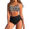FemiChic Donna Costume da Bagno Vita Alta Push Up Bikini Due Pezzi Sexy Tummy Control Costumi con Drawstring