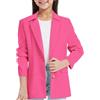 Generisch Giacca blazer alla moda per ragazze con maniche lunghe, colletto a risvolto, elegante tasca interna e apertura anteriore per abito casual per bambini, rosa intenso, 9-10 Anni