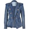 Generisch - Blazer da donna in jeans, lungo, per la mezza stagione, elegante, giacca in denim, grande taglia, slim fit, vintage, biker, revers, streetwear, casual, giacche da donna, jeans blazer