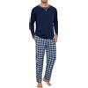 Litherday Pigiama da Uomo Pigiama Invernale da Uomo Pigiama Lungo da Uomo Pigiama in Cotone da Uomo Pigiama a Maniche Lunghe da Uomo Pigiama da Uomo con Coulisse e Tasche 2 Pezzi, S-XXL