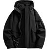 Generic Giacca da uomo, impermeabile, antivento, traspirante, con cappuccio, per le mezze stagioni, trekking, softshell, leggera, per il tempo libero, per l'inverno, 01-nero., XXL